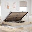 Estructura de cama otomana sin colchón tela crema 180x200cm