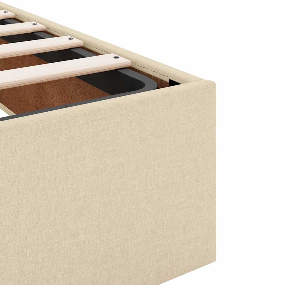 Estructura de cama otomana sin colchón tela crema