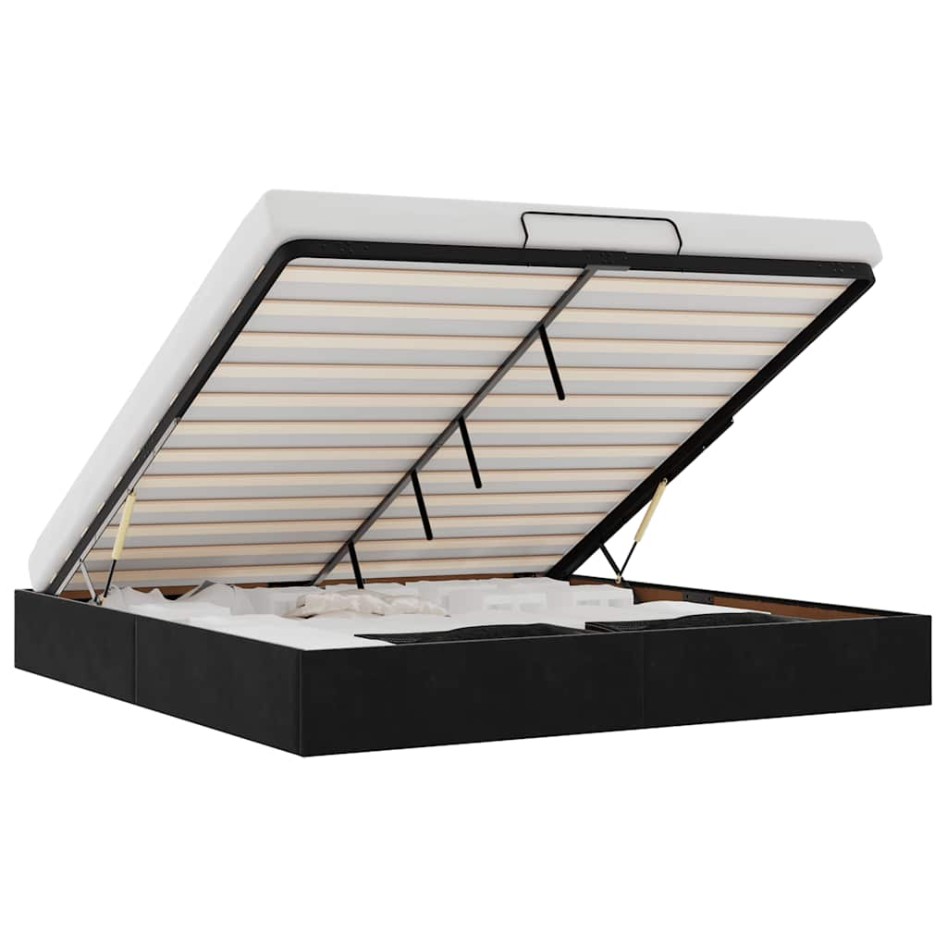 Estructura de cama otomana sin colchón negro