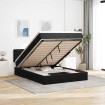 Estructura de cama otomana con colchón terciopelo negro