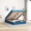 Estructura de cama otomana con colchón terciopelo azul oscuro