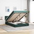 Estructura cama otomana colchón terciopelo verde
