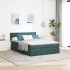 Estructura cama otomana colchón terciopelo verde