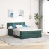 Estructura cama otomana colchón terciopelo verde