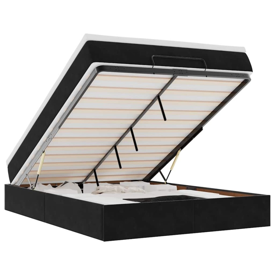 Estructura de cama otomana con colchón terciopelo