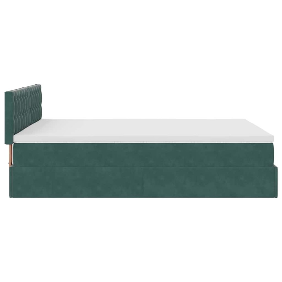 Estructura de cama otomana con colchón verde oscuro 140x200