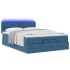 Estructura de cama otomana con colchón terciopelo azul