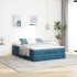 Estructura de cama otomana con colchón azul oscuro 140x200