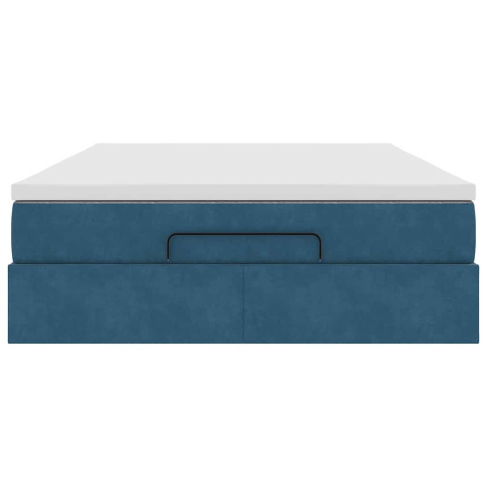 Estructura de cama otomana con colchón azul oscuro 140x200