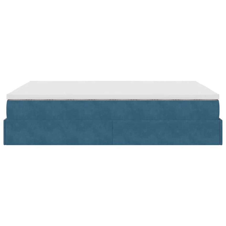Estructura de cama otomana con colchón azul oscuro 140x200