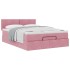 Estructura cama otomana colchón terciopelo rosa