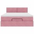 Estructura cama otomana colchón terciopelo rosa
