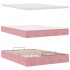 Estructura cama otomana colchón terciopelo rosa