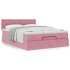 Estructura cama otomana colchón terciopelo rosa