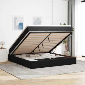 Estructura de cama otomana con colchón negro
