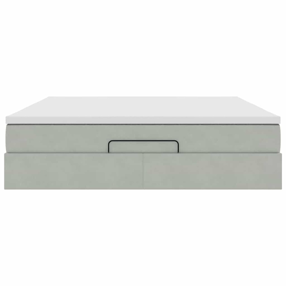 Estructura de cama otomana con colchón gris claro