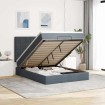 Estructura cama otomana colchones terciopelo gris oscuro