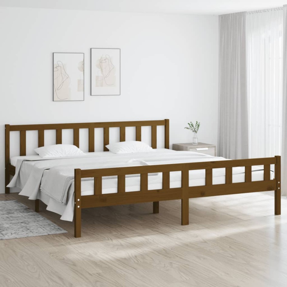 Estructura de cama madera maciza marrón miel 200x200