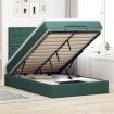 Estructura cama otomana colchones terciopelo verde oscuro
