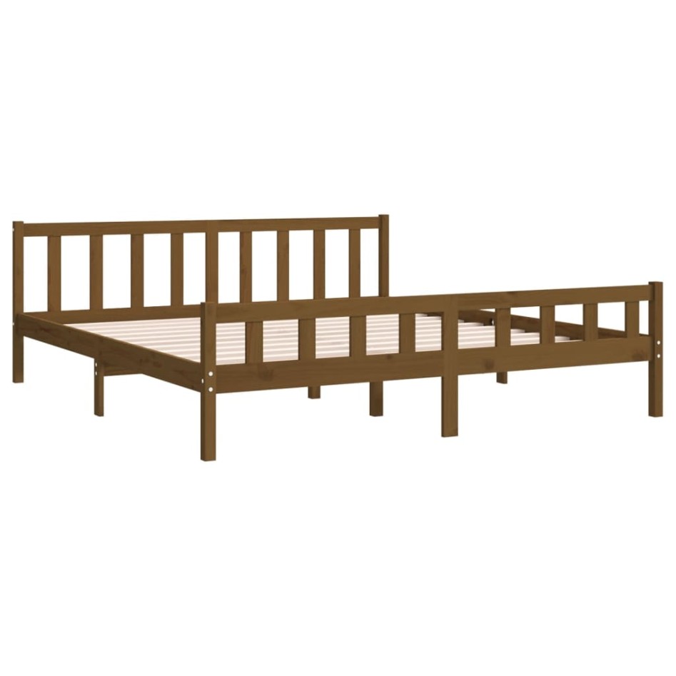Estructura de cama madera maciza marrón miel 200x200