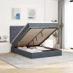 Estructura cama otomana colchones terciopelo gris oscuro