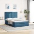 Estructura de cama otomana con colchones azul oscuro 140x200
