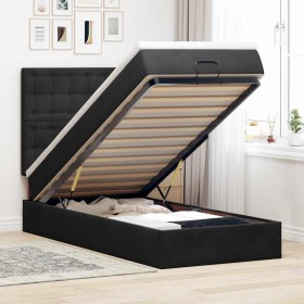 Estructura cama otomana colchones terciopelo negra 90x190