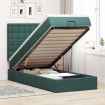 Estructura de cama otomana colchones terciopelo verde oscuro