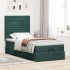 Estructura de cama otomana colchones terciopelo verde