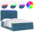 Estructura de cama otomana con colchones azul oscuro 140x200