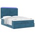 Estructura de cama otomana con colchones azul oscuro 140x200