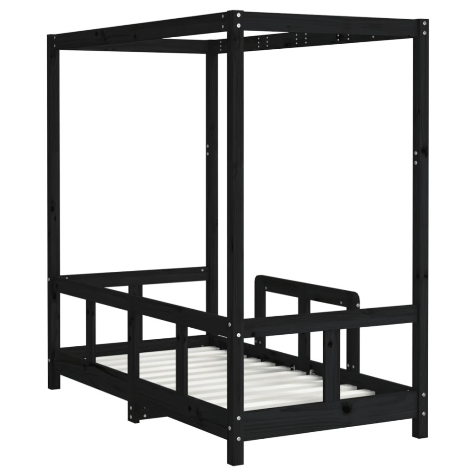 Estructura de cama para niños madera de pino negro 70x140