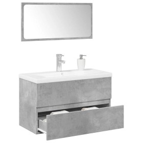 Set muebles de baño 2 piezas madera contrachapada gris