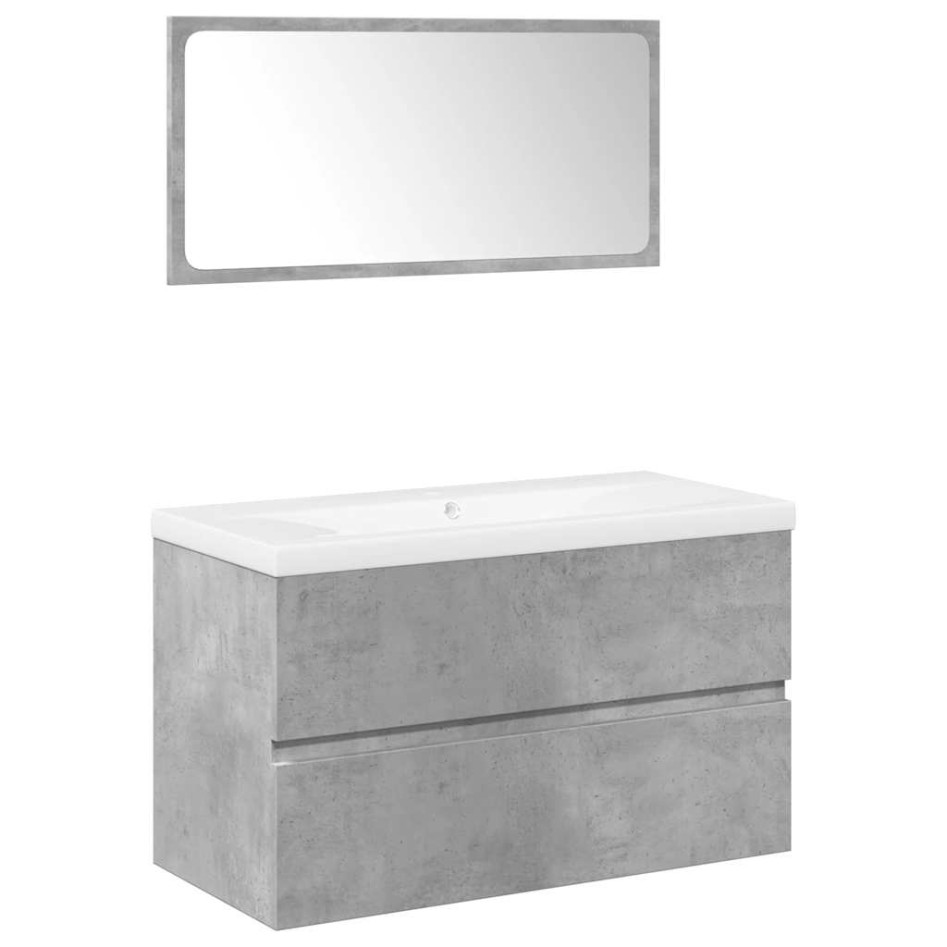 Set muebles de baño 2 piezas madera contrachapada gris