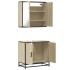 Set de muebles de baño 2 pzas madera contrachapada roble
