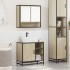 Set de muebles de baño 2 pzas madera contrachapada roble