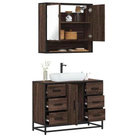 Set de muebles baño 2 pzas madera contrachapada marrón