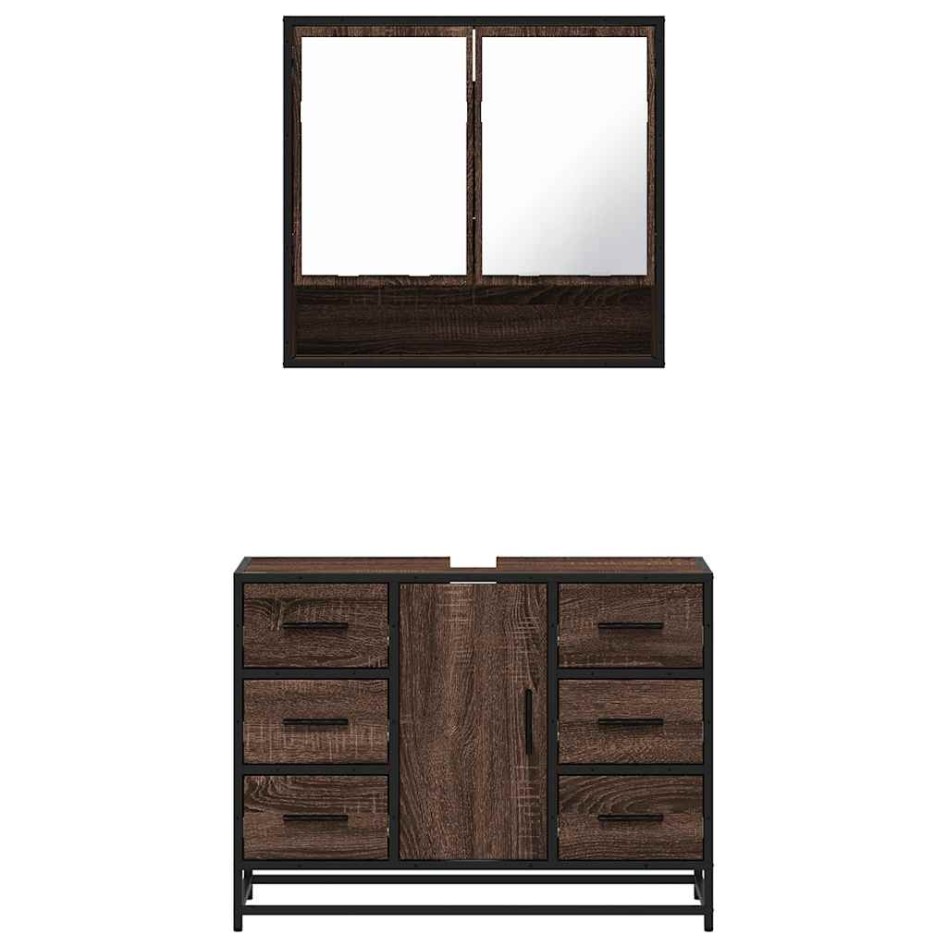 Set de muebles baño 2 pzas madera contrachapada marrón