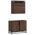 Set de muebles baño 2 pzas madera contrachapada marrón