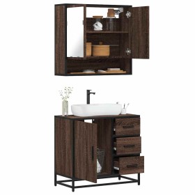 Set de muebles baño 2 pzas madera contrachapada marrón