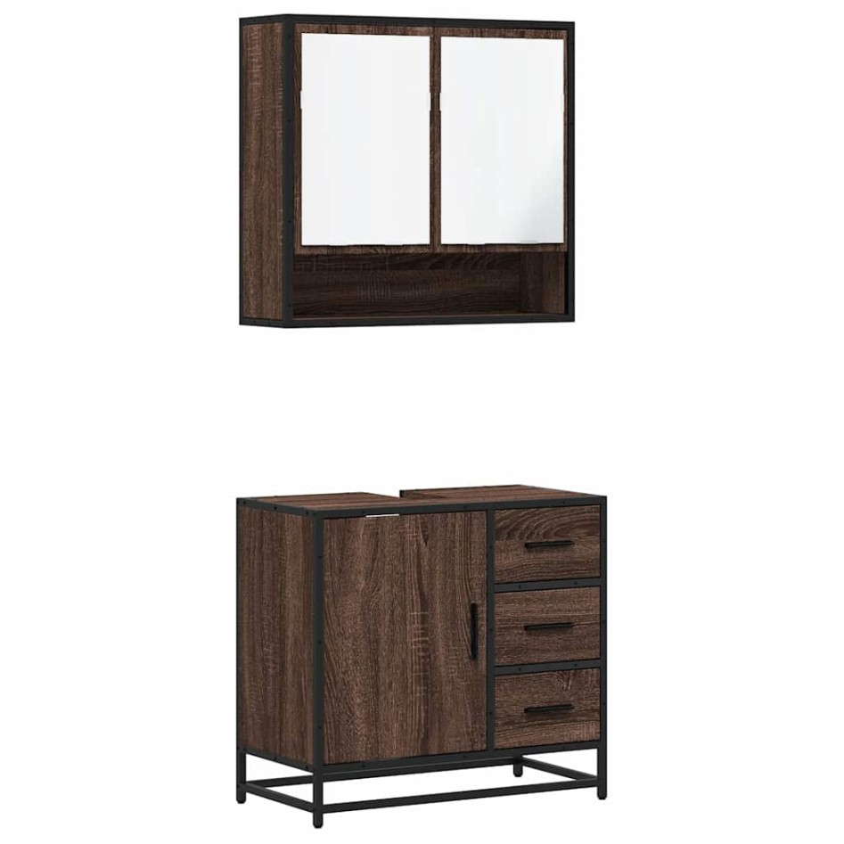 Set de muebles baño 2 pzas madera contrachapada marrón