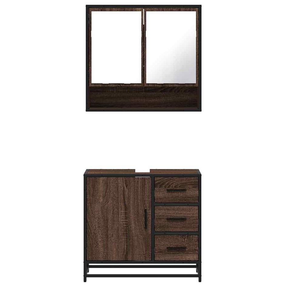 Set de muebles baño 2 pzas madera contrachapada marrón