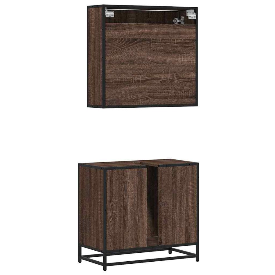 Set de muebles baño 2 pzas madera contrachapada marrón