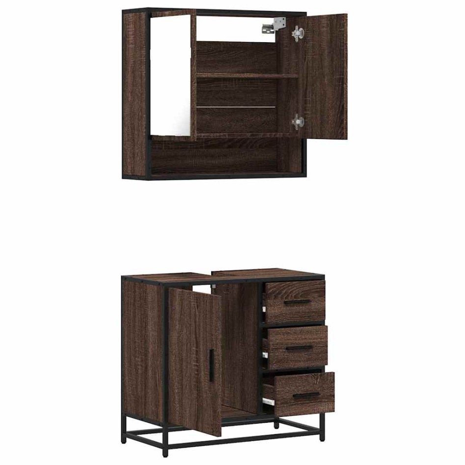 Set de muebles baño 2 pzas madera contrachapada marrón