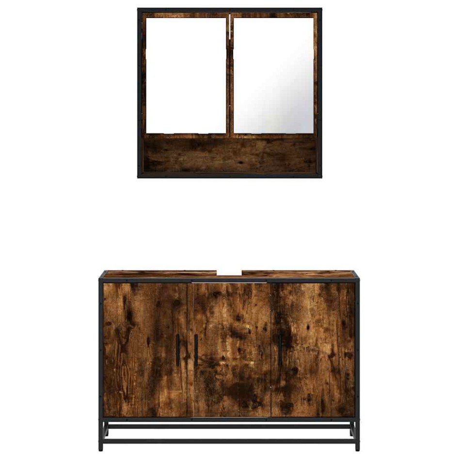 Set de muebles baño 2 pzas madera contrachapada roble