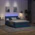 Estructura de cama otomana colchón tela azul pardo