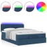 Estructura de cama otomana colchón tela azul pardo