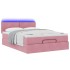 Estructura cama otomana colchón terciopelo rosa