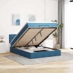 Estructura de cama otomana con colchón terciopelo azul oscuro