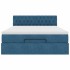 Estructura de cama otomana con colchón terciopelo azul